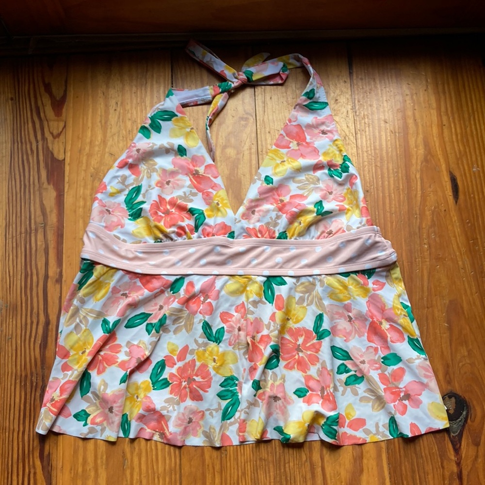 Time and Tru floral bathing suit halter top sz 2x(20W-22W)